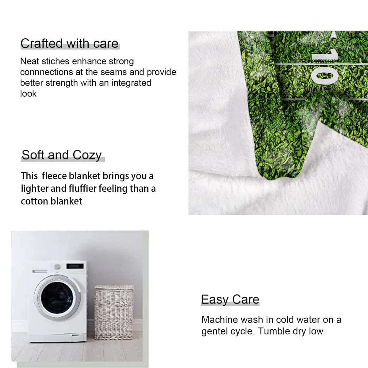 Manta de felpa deportiva HommomH 50" x 60" Campo de fútbol - Imagen 6