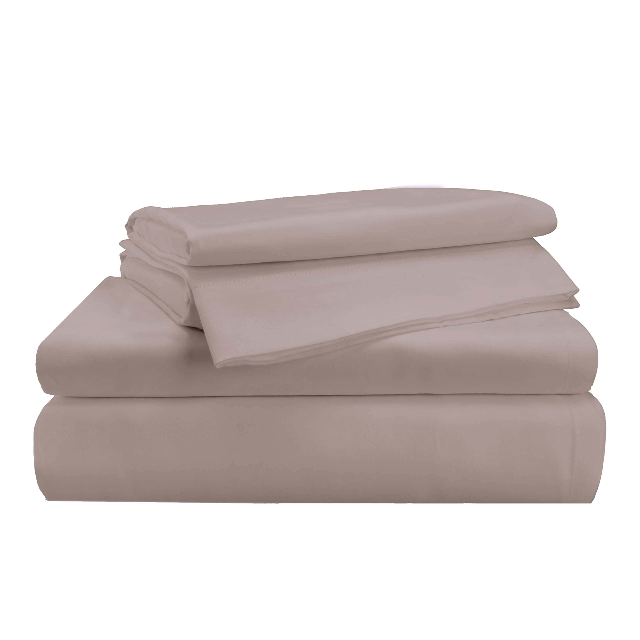 Juego de Sábanas 100% Algodón Percale Twin 3 Piezas Beige -