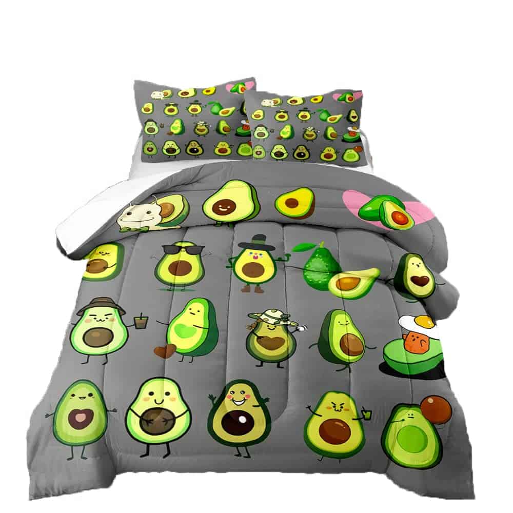 Juego de Ropa de Cama 3D con Aguacates Verdes para Niños,