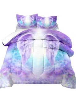 Juego de Ropa de Cama de Alas Moradas en 3D para Niños