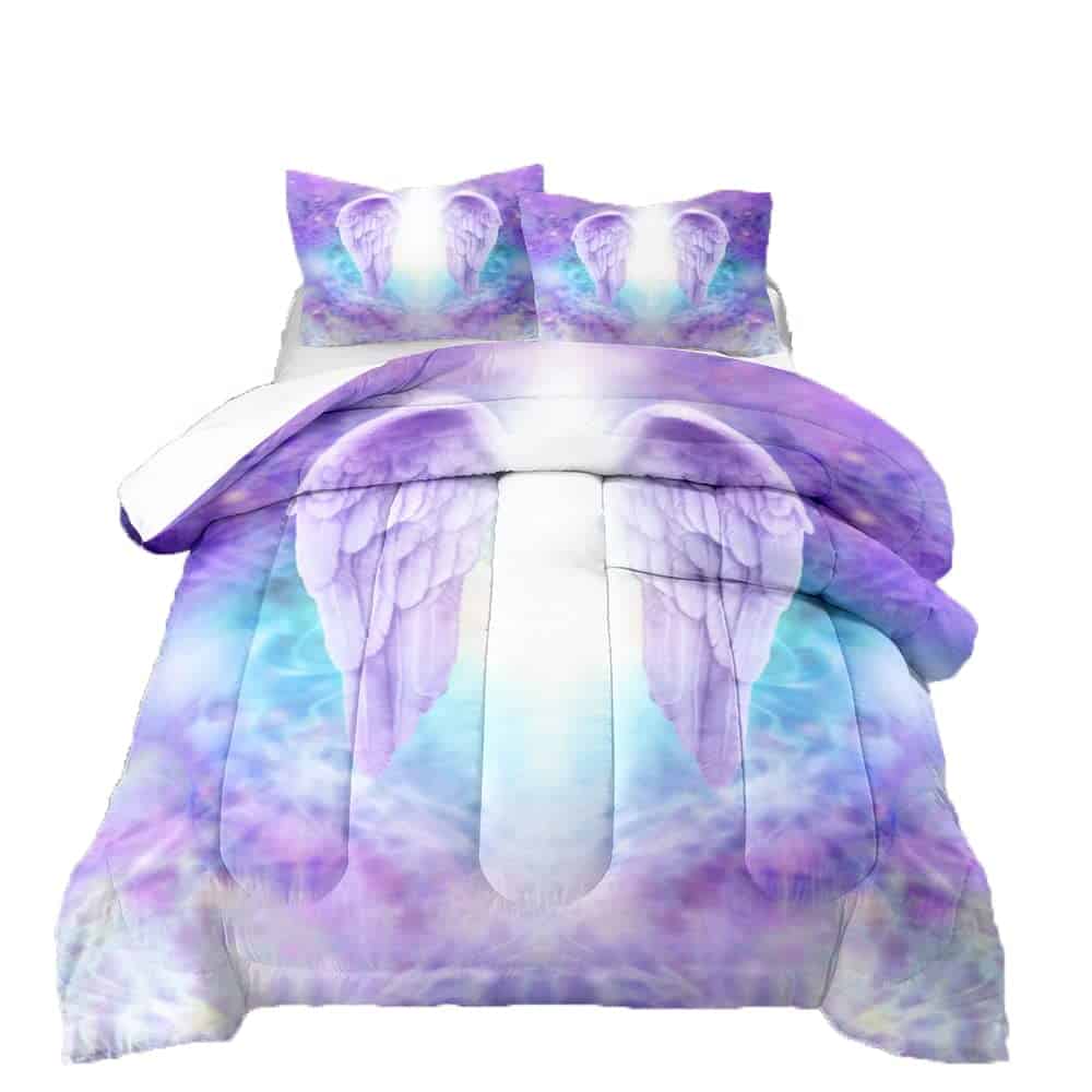 Juego de Ropa de Cama de Alas Moradas en 3D para Niños