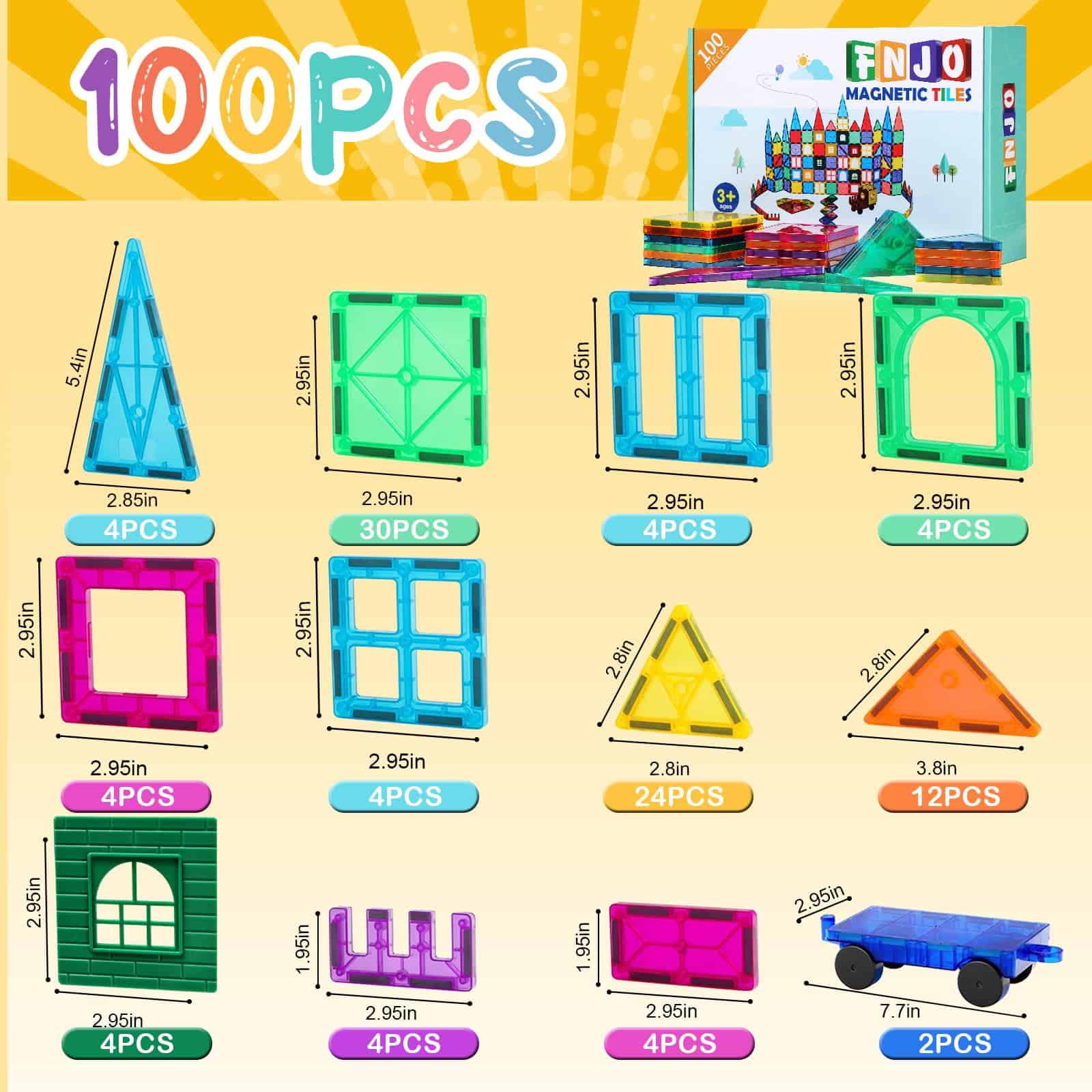 Bloques Magnéticos FNJO, 100 Piezas, Set de Construcción de - Imagen 7