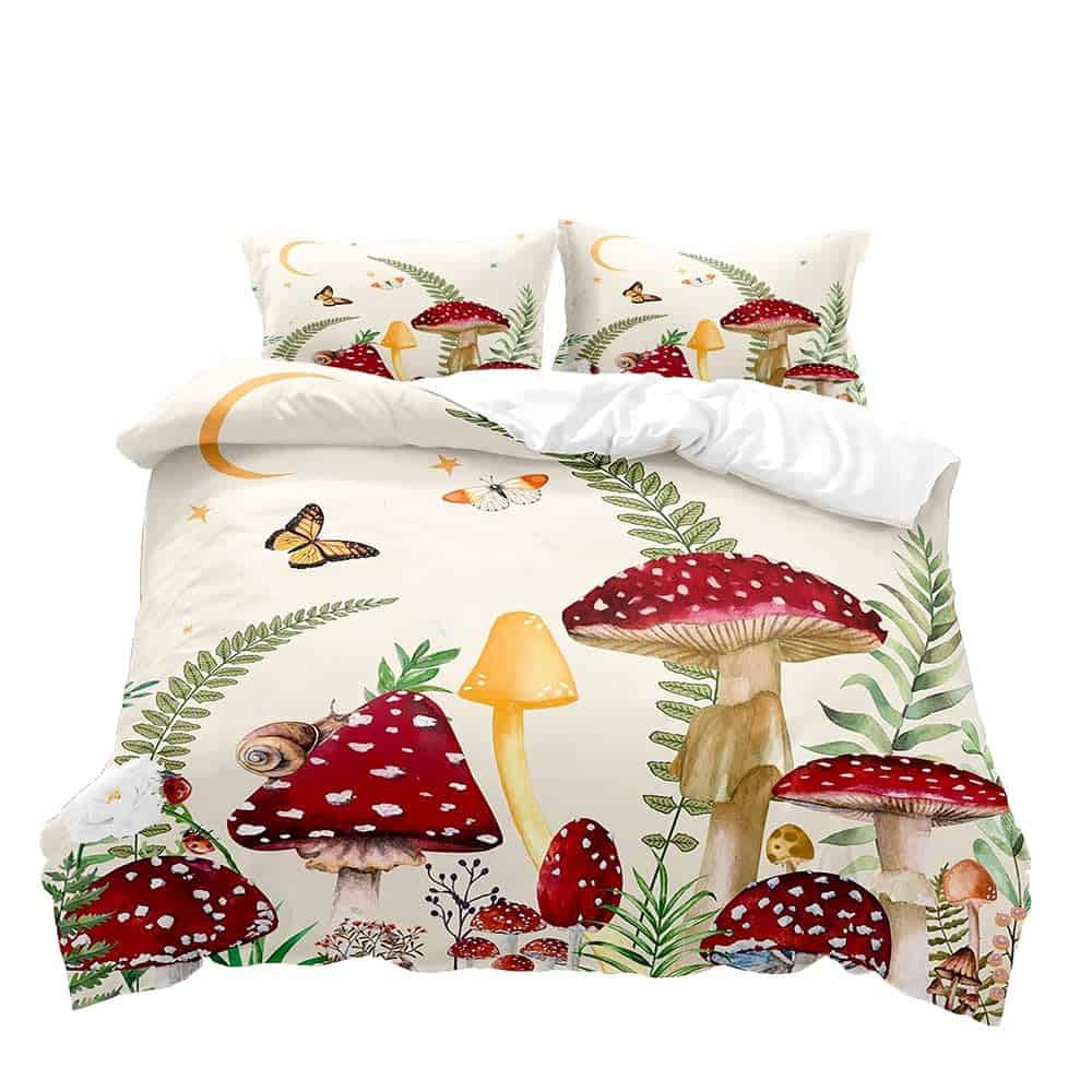 Juego de Cama de 3 piezas LUVIVIHOME con seta roja, - Imagen 3