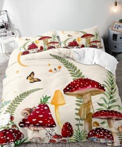 Juego de Cama de 3 piezas LUVIVIHOME con seta roja,