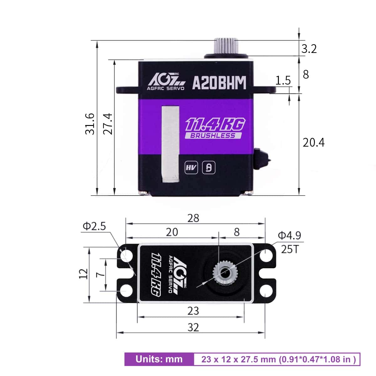 Servo de Ala Digital de Alto Torque AGFRC - 11.4KG CNC Thin - Imagen 6