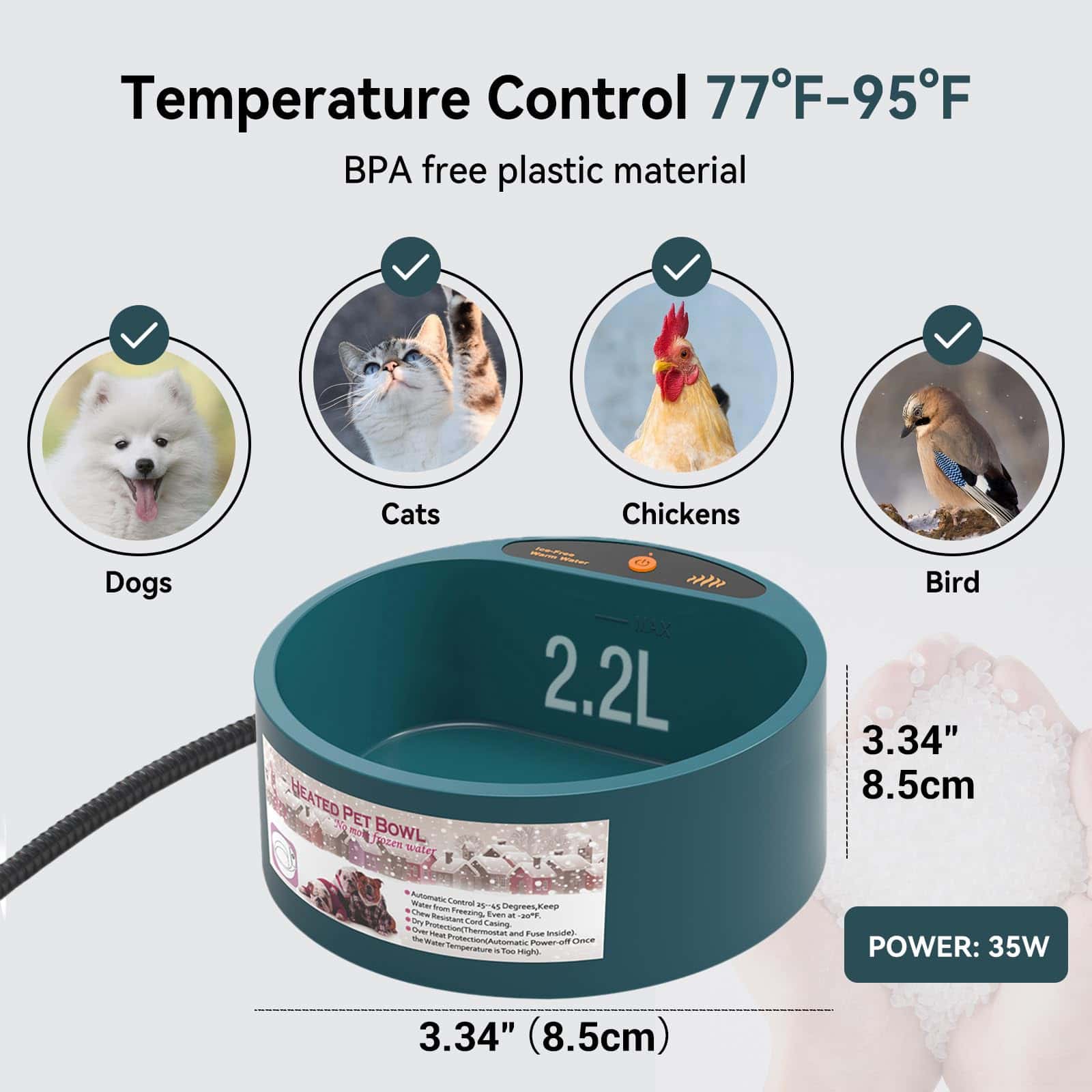 Tazón de Agua Caliente para Gatos Perros de Todas las Razas - Imagen 4