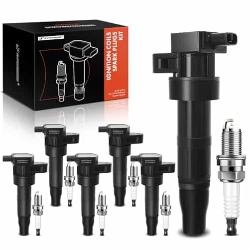 Conjunto de 6 bobinas de encendido (negro) y bujías de