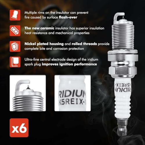 Conjunto de 6 bobinas de encendido (negro) y bujías de - Imagen 6