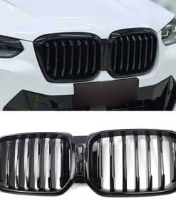 Rejilla de parrilla delantera ABS Glossy Black Single line