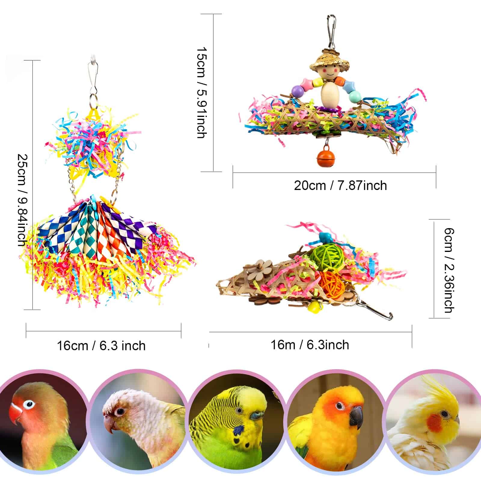 Juguetes de Trituración de Pájaros PANQIAGU para Loros - Imagen 5