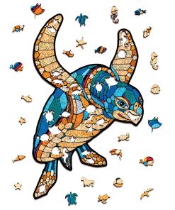 Rompecabezas de tortuga 3D Eco Wood Art - Elegante kit de