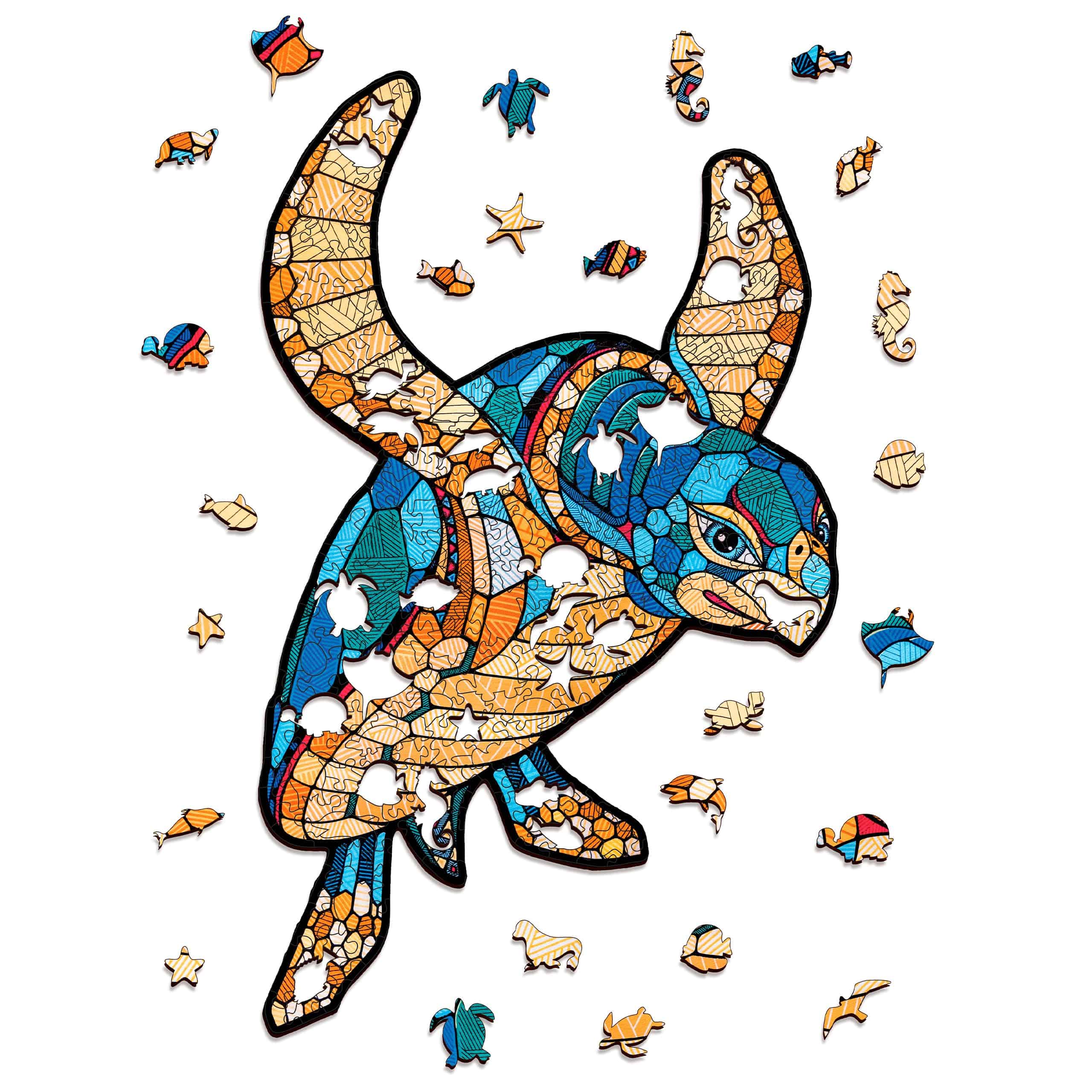 Rompecabezas de tortuga 3D Eco Wood Art - Elegante kit de