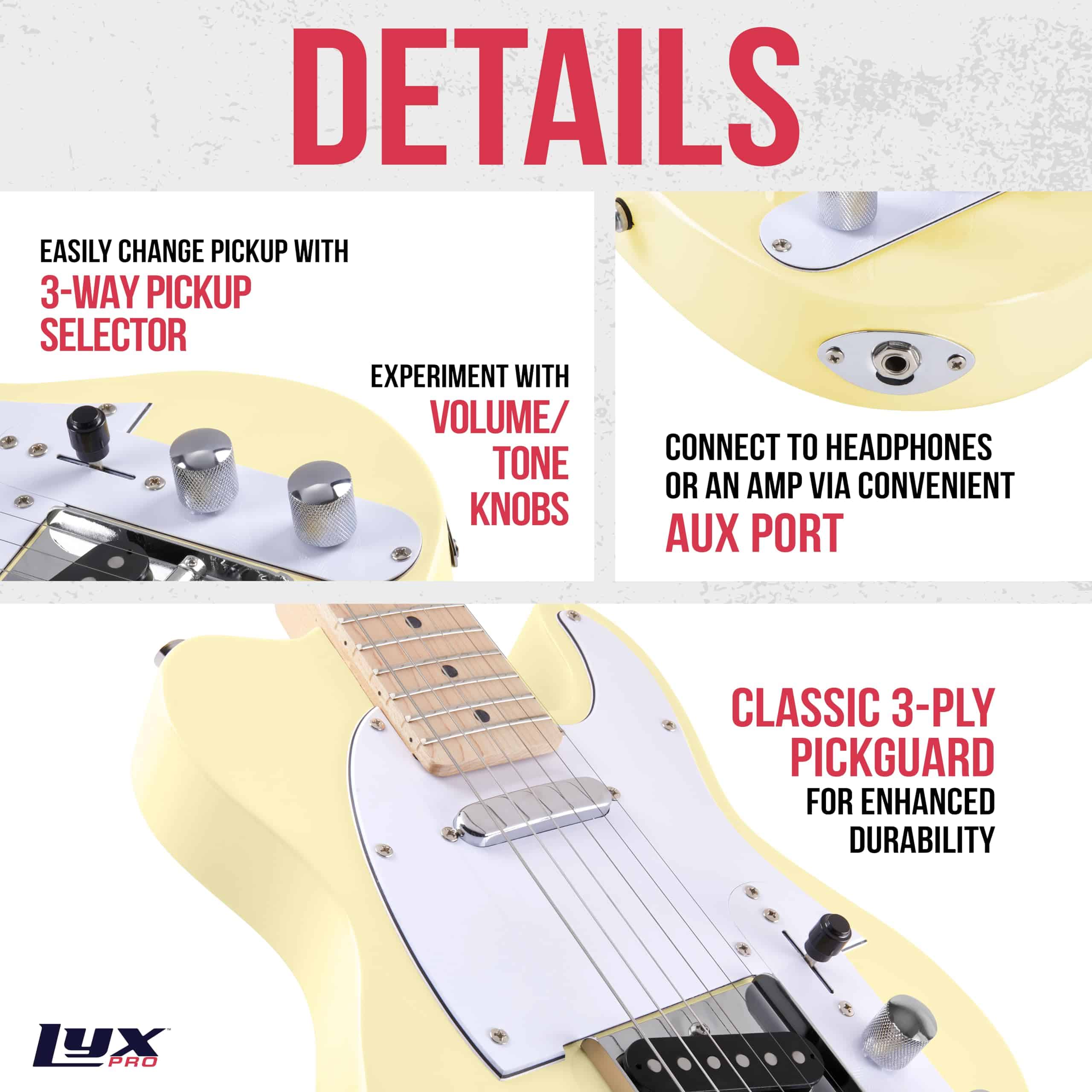 Guitarra Eléctrica LyxPro 30'' Serie TL, Cuerpo de Madera - Imagen 4