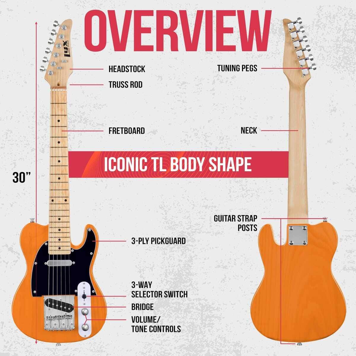 Guitarra Eléctrica LyxPro 30 TL Series, Cuerpo de Madera - Imagen 8