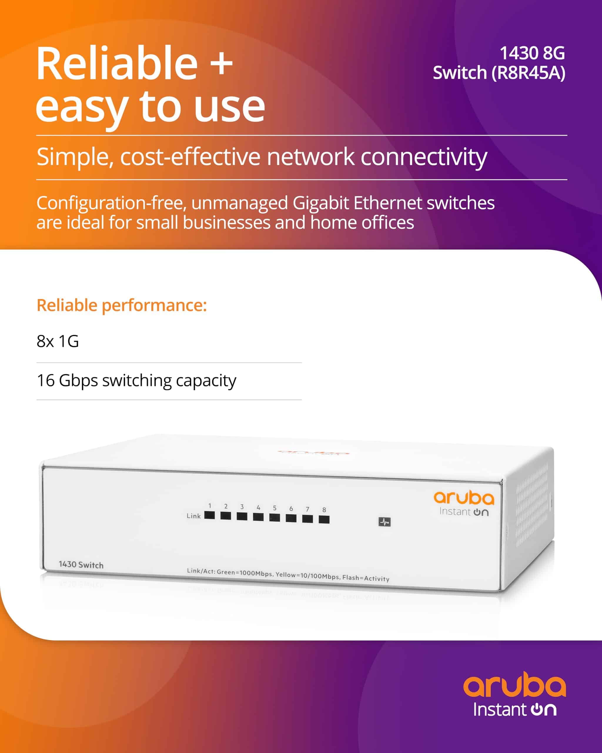 Switch Ethernet no administrado de capa 2 Aruba Instant On - Imagen 3