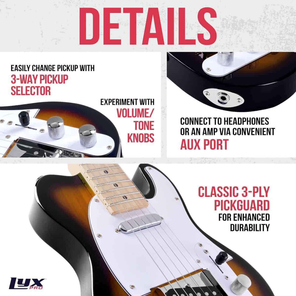 Guitarra Eléctrica LyxPro 30� Serie TL, Cuerpo de Madera de - Imagen 4