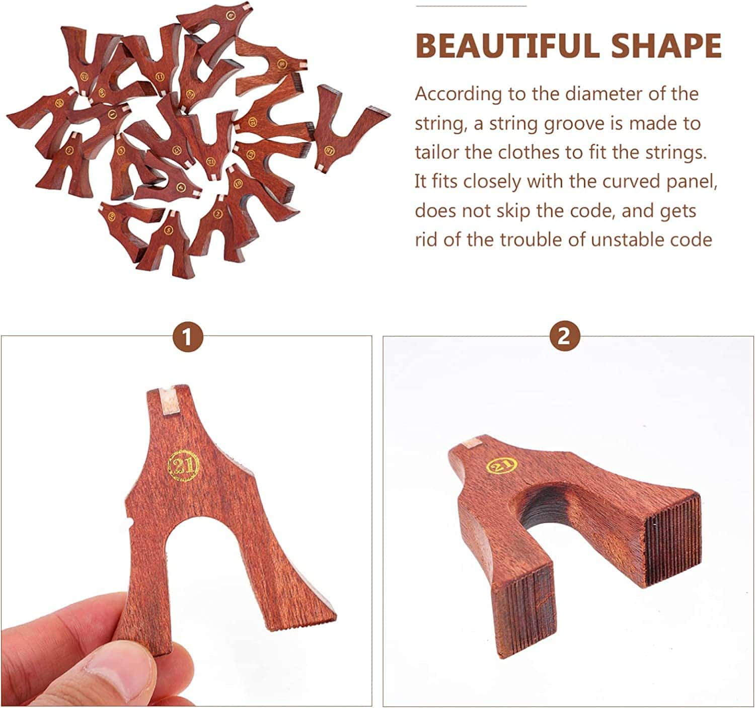 LANDTOM 21pcs Puente de Guzheng en Madera de Palo de Rosa - Imagen 7