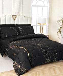 Juego de Edredones aoaoaoway Black King Marble, 5 Piezas (1