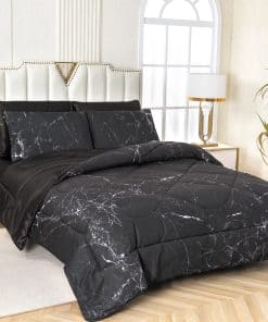 Juego de Edredón aoaoaoway Black King Marble, 5 Piezas (1