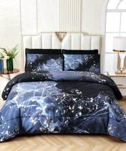 Juego de Edredón de Mármol Negro de aoaoaoway, 5 Piezas (1