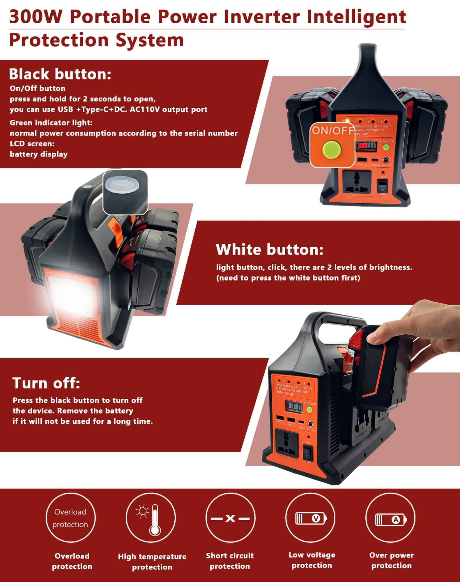 Inversor de Potencia Portátil TEPULAS 300W para Batería - Imagen 8