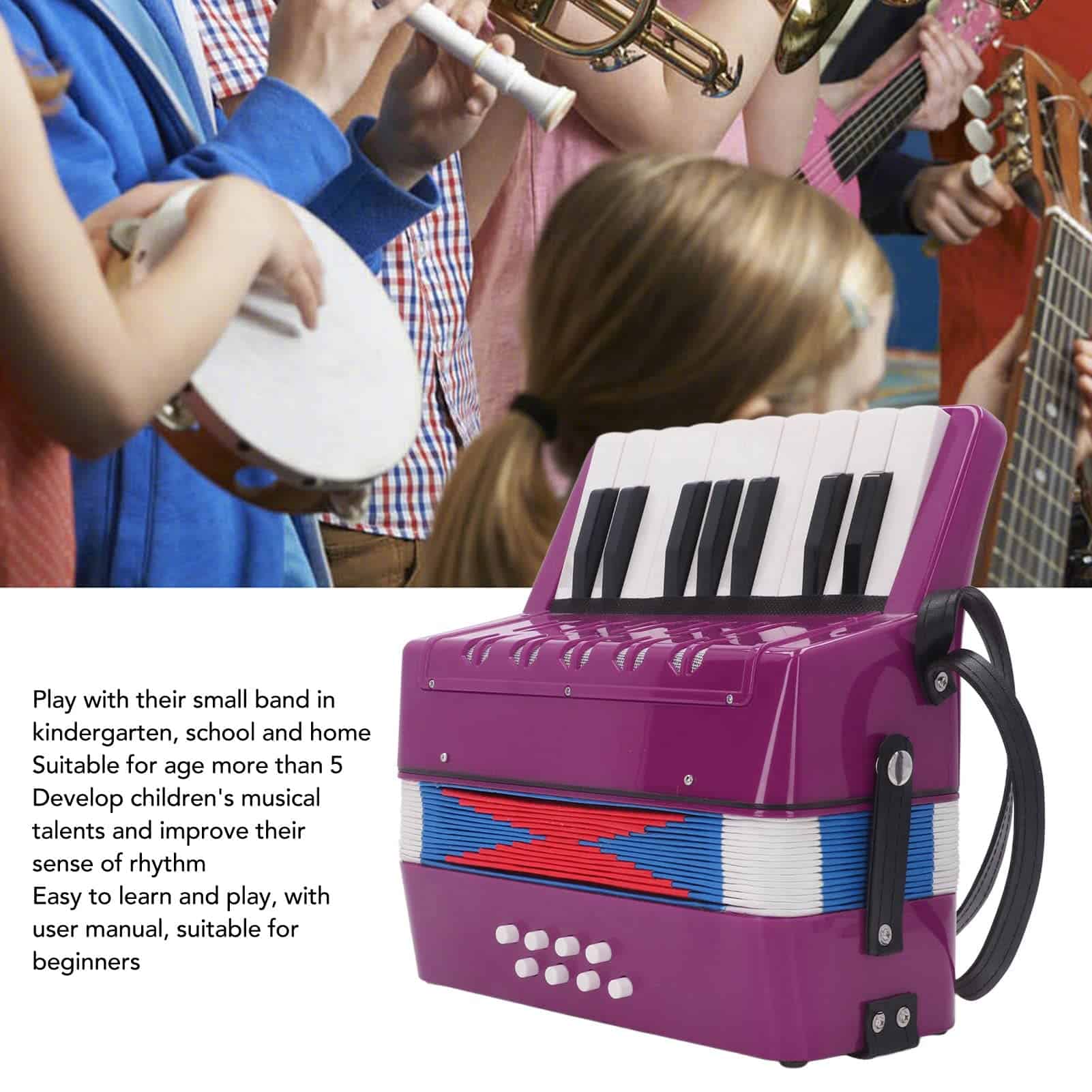 Acordeón de Juguete para Niños, 17 Teclas y 8 Botones Bass - Imagen 5