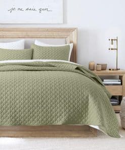 Juego de edredón gemelo HORIMOTE HOME, en color verde oliva