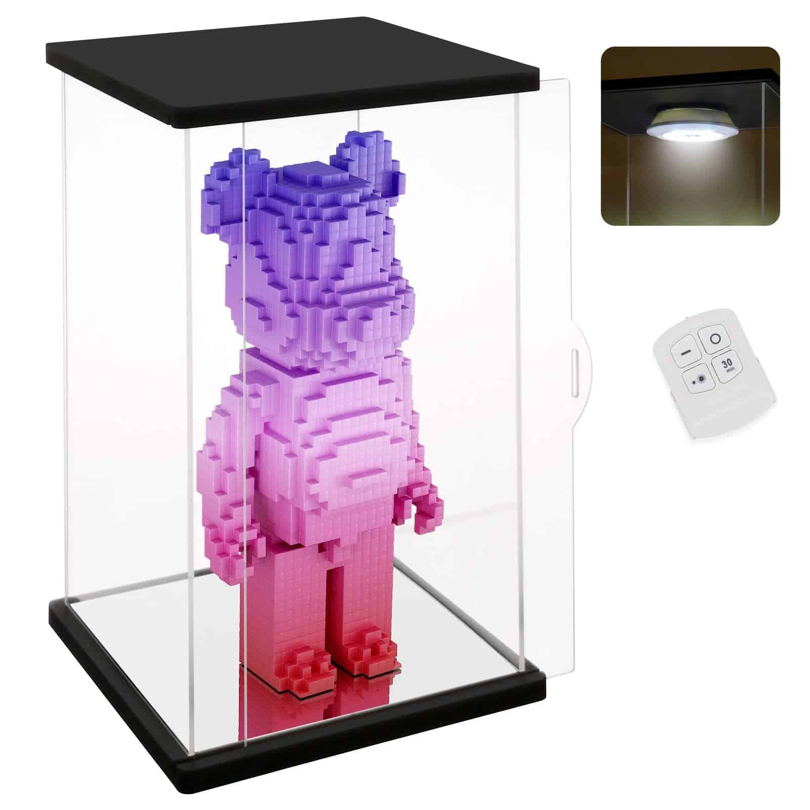 Caja de exhibición de acrílico transparente NONEMEY con luz