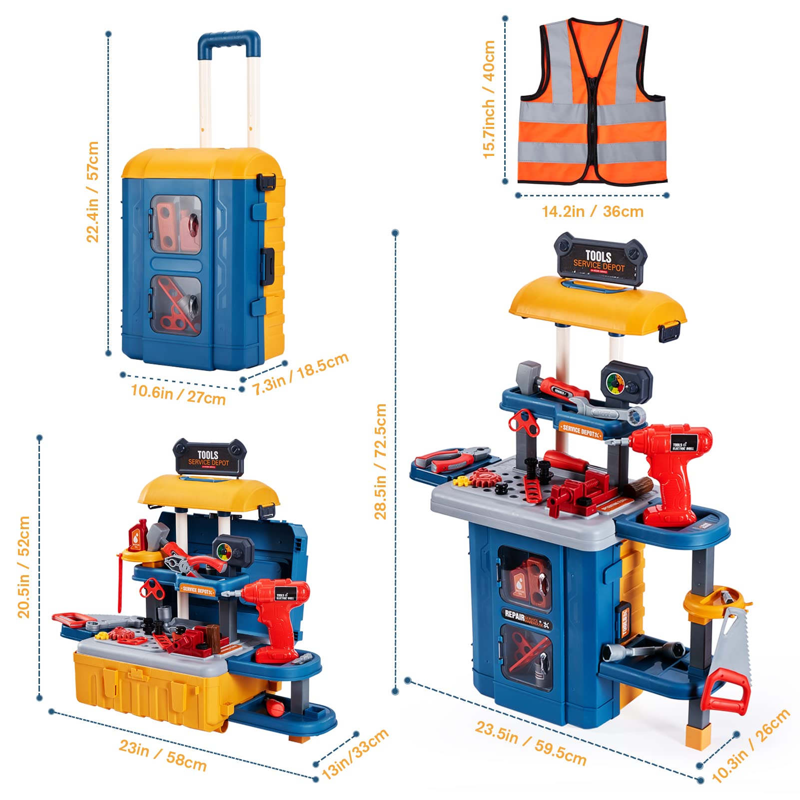 Banco de herramientas 3 en 1 para niños - GEIYATOI, Banco - Imagen 8