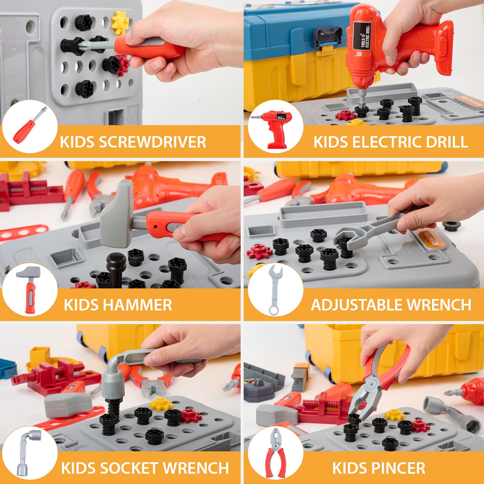 Banco de herramientas 3 en 1 para niños - GEIYATOI, Banco - Imagen 5