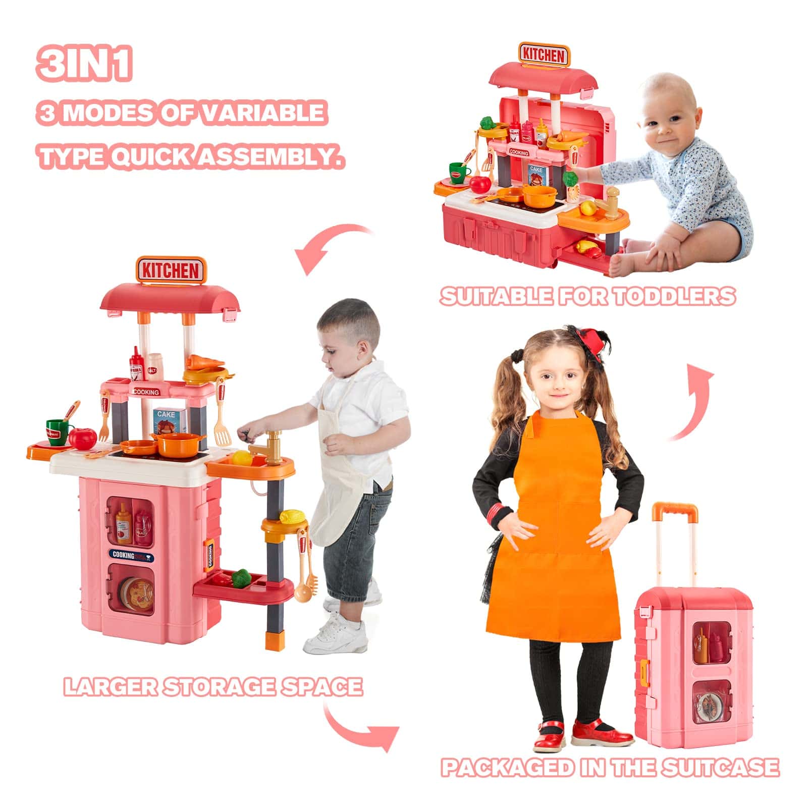 Cocina de Juego 3 en 1 para Niños - GEIYATOI, Set de Cocina - Imagen 3