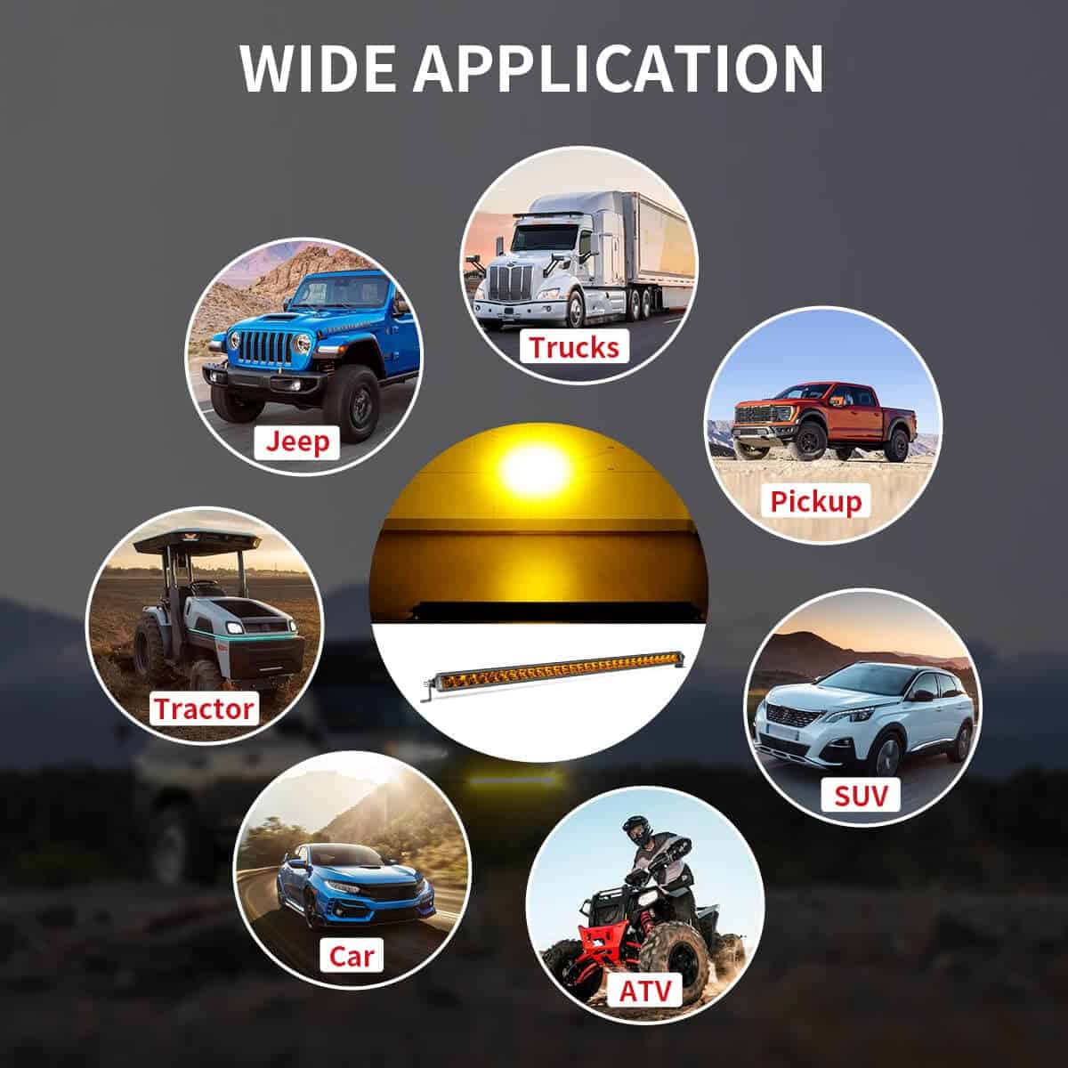 Barra de Luces LED Ámbar LASFIT de 52 pulgadas, Barra de - Imagen 9