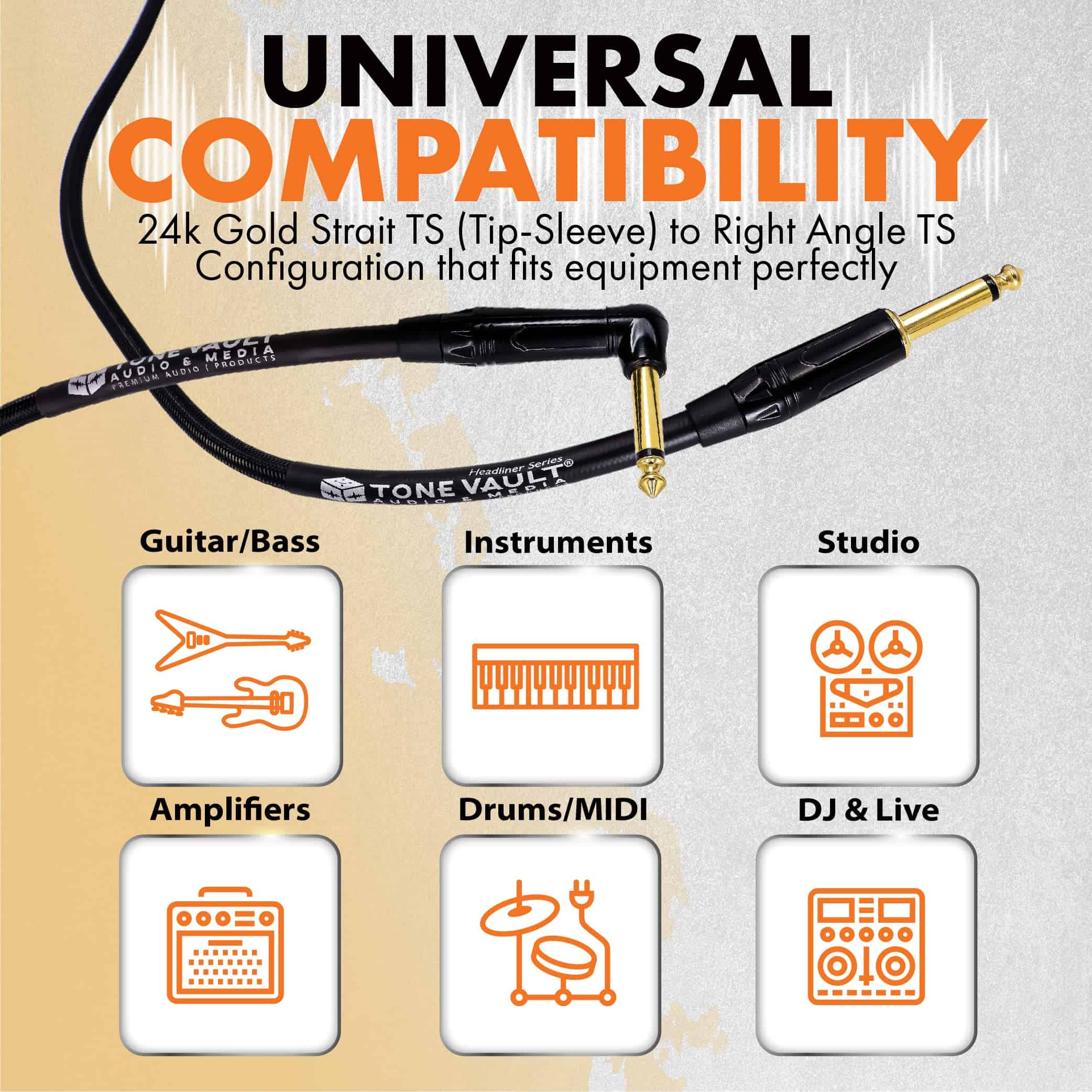 Cable de Guitarra Eléctrica Tone Vault Audio & Media de 20 - Imagen 4
