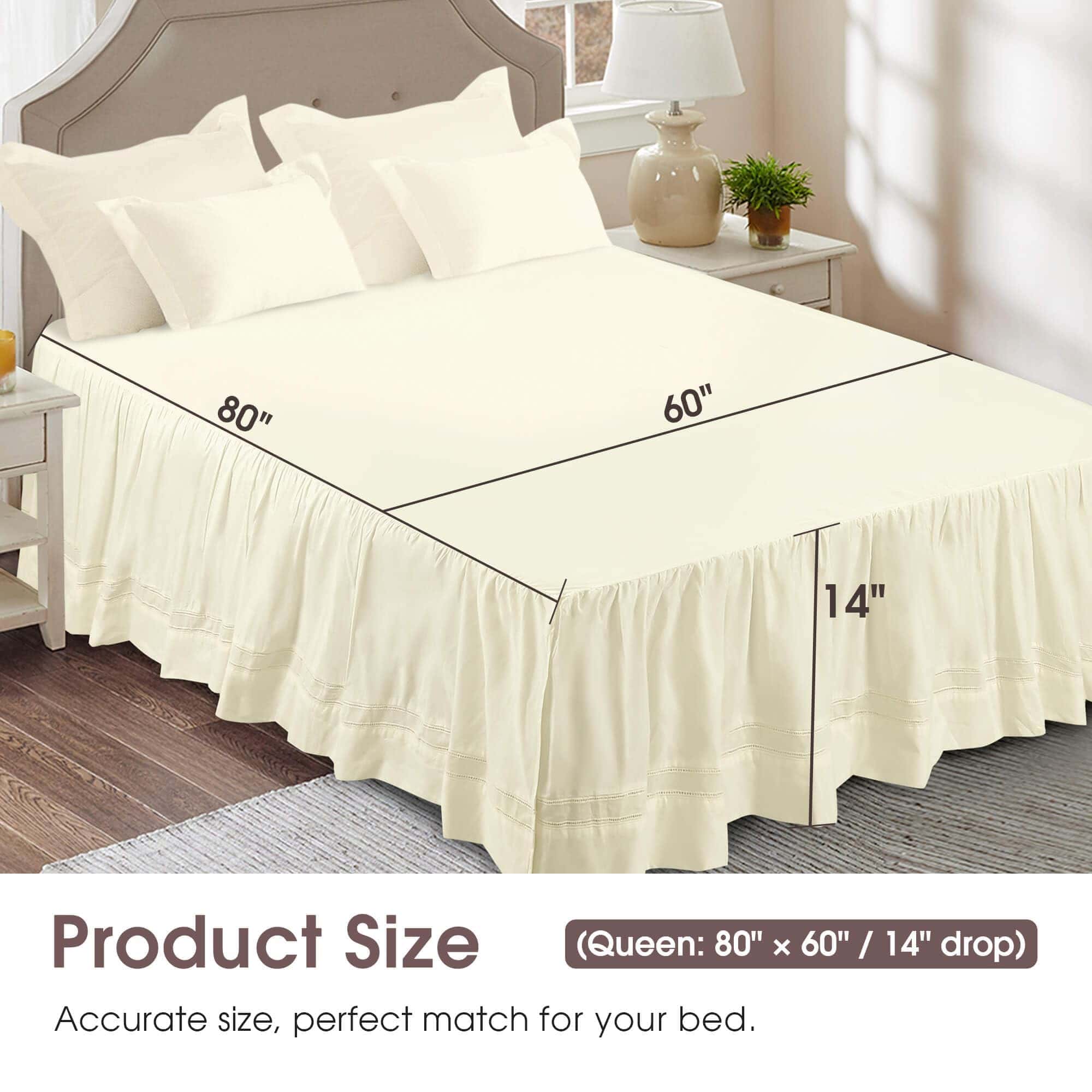 Vlocemon - Falda de cama Queen Size de 14" de caída, - Imagen 3