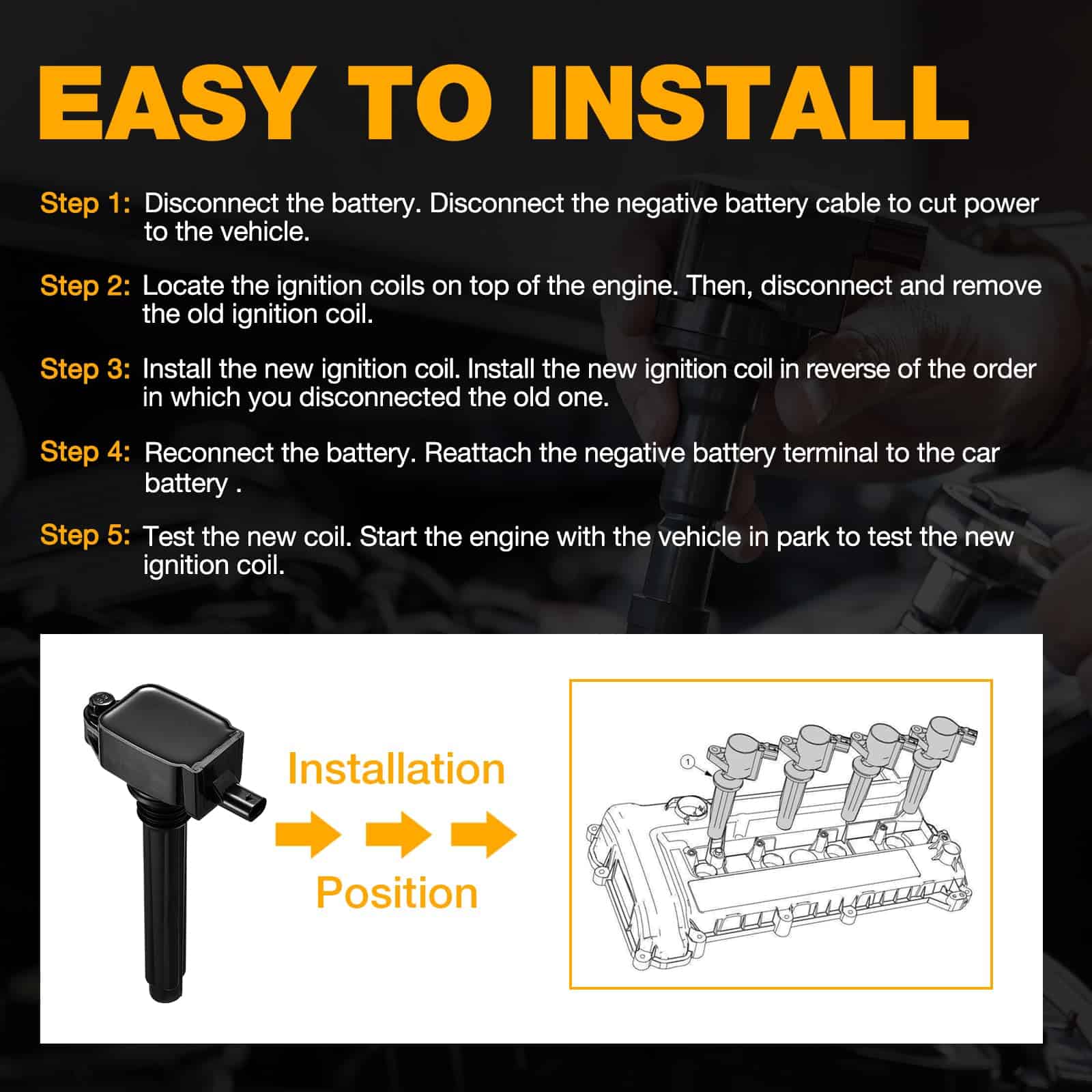 Paquete de 6 Bobinas de Encendido UF648 Compatible con - Imagen 7