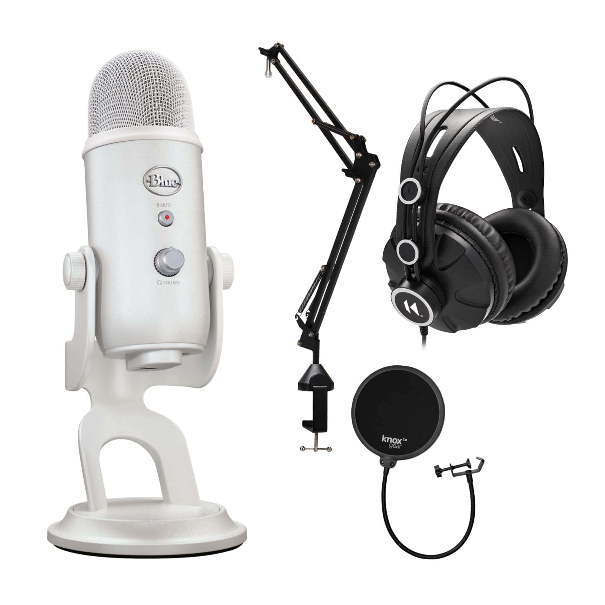 Micrófono USB Blue Yeti (Blanco Mist) con Soporte de Brazo