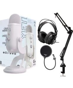 Micrófono USB Blue Yeti (White Mist) con brazo de micrófono