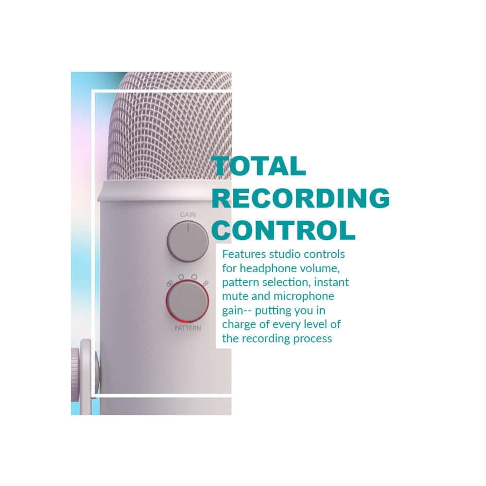 Micrófono USB Blue Yeti (White Mist) con Audífonos de - Imagen 4