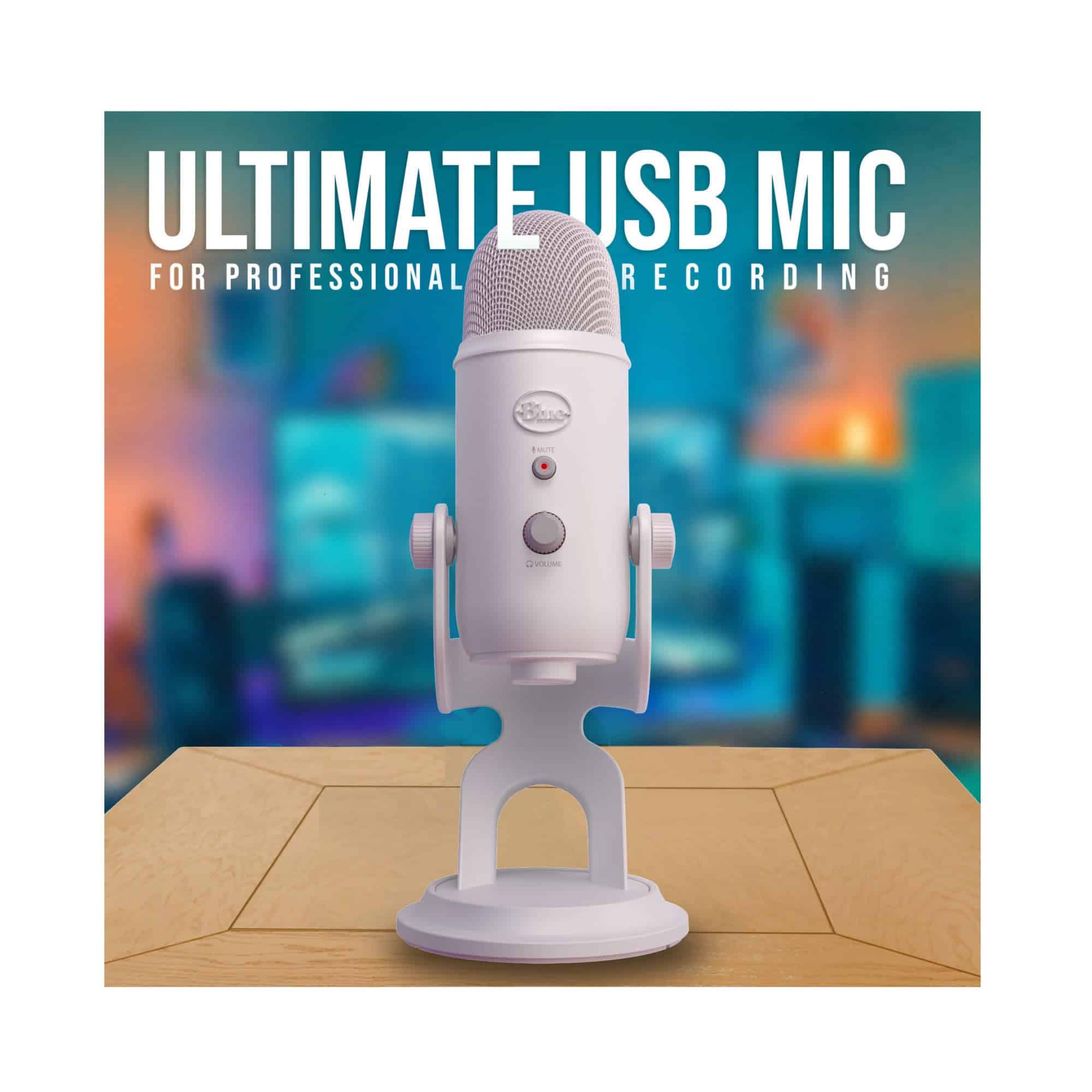 Micrófono USB Blue Yeti (White Mist) con Audífonos de - Imagen 3