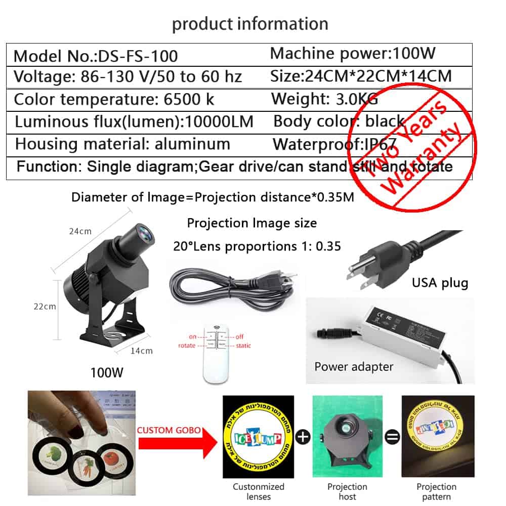 Proyector de Logo LED COLIFINE 100W IP67 Resistente al Agua - Imagen 3