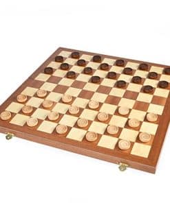 Juego de Tablero de Madera Plegable de Damas Checkers de 15