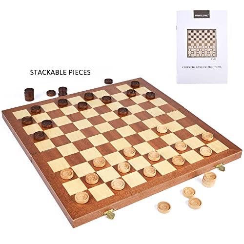 Juego de Tablero de Madera Plegable de Damas Checkers de 15 - Imagen 5