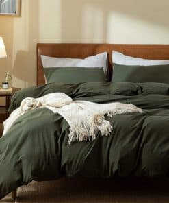 Juego de Funda de Edredón Queen Dark Green, 100% Algodón
