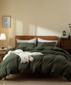 Edredón Dark Green King, Juego de Ropa de Cama de 3 Piezas