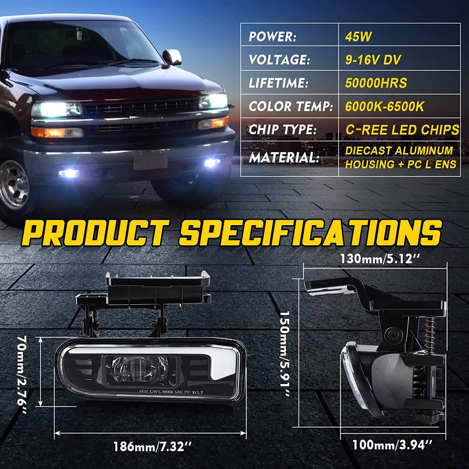 AMONLY Luces LED antiniebla con DRL compatibles con Chevy - Imagen 3