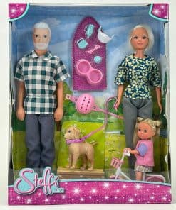 Abuelos con nieta, Set de 3 muñecos, Muñeco en bicicleta,