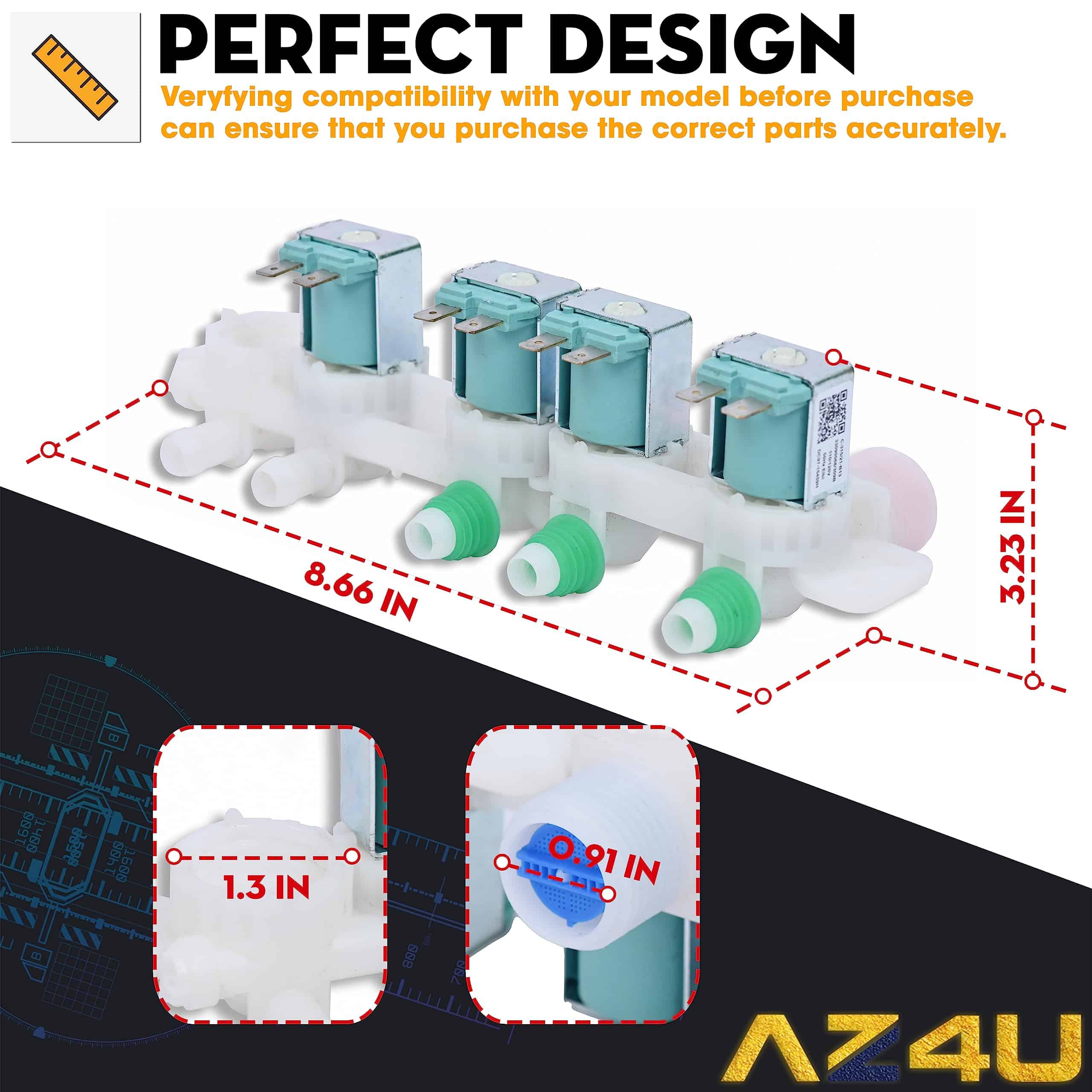Válvula de entrada de agua para lavadora AZ4U Reemplaza a - Imagen 8