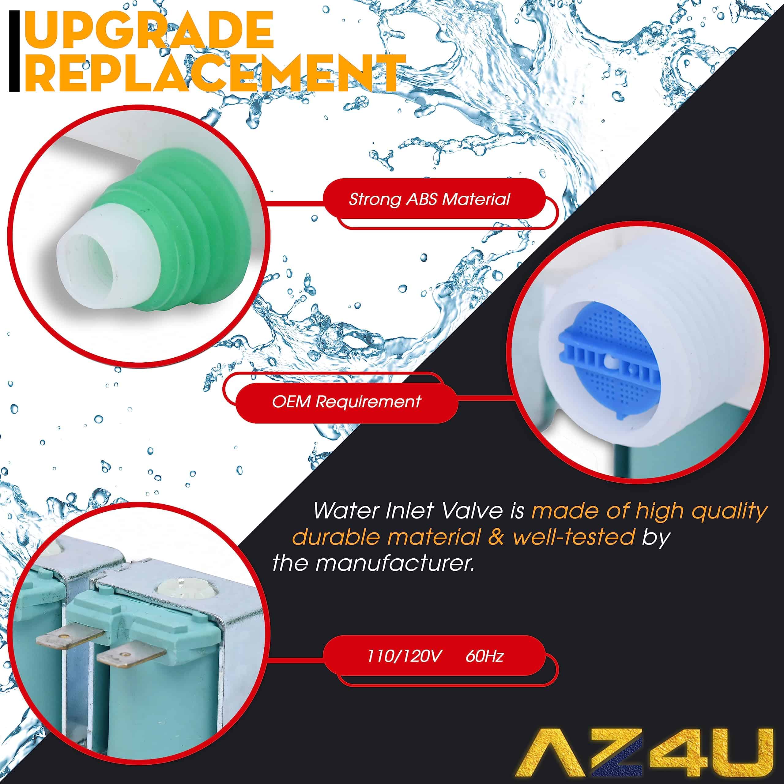 Válvula de entrada de agua para lavadora AZ4U Reemplaza a - Imagen 5