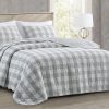 Juego de Edredón de Cuadros Gris Blanco de 3 Piezas Chezmoi