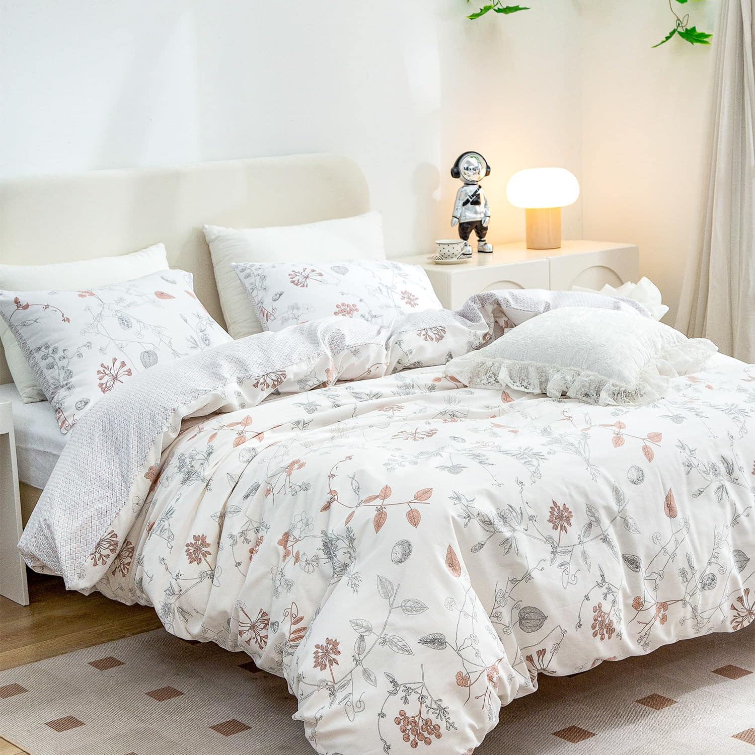 Fundas de Edredón King, 100% Algodón 3 Piezas Set de Ropa - Imagen 4